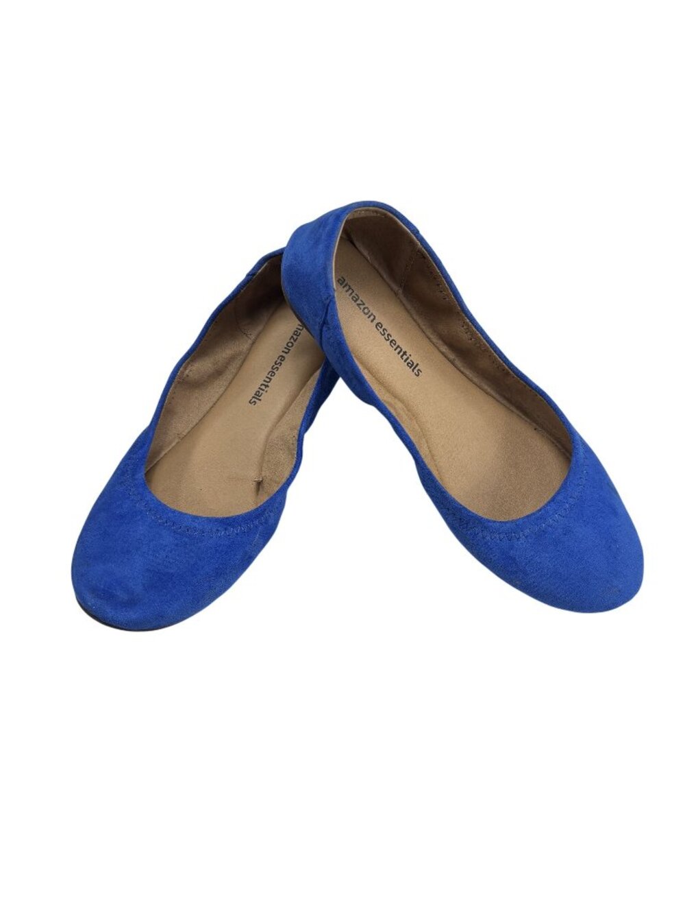 Womens Blue Faux Suede Ballet Flats Size 8